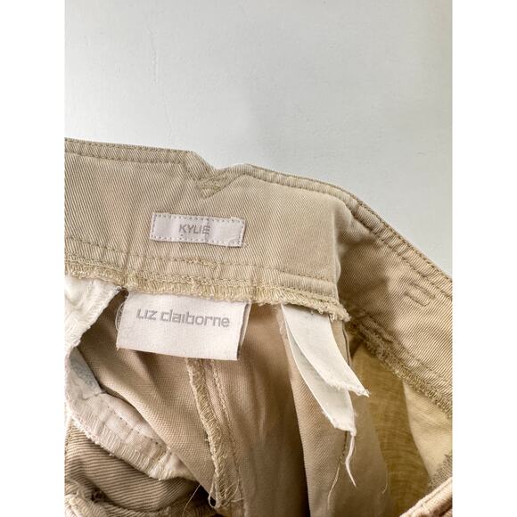 VTG Liz Claiborne Beige Kylie Pants Denim High-Rise Pleated Cuffed Zip Fly Sz 8 - Picture 5 of 7